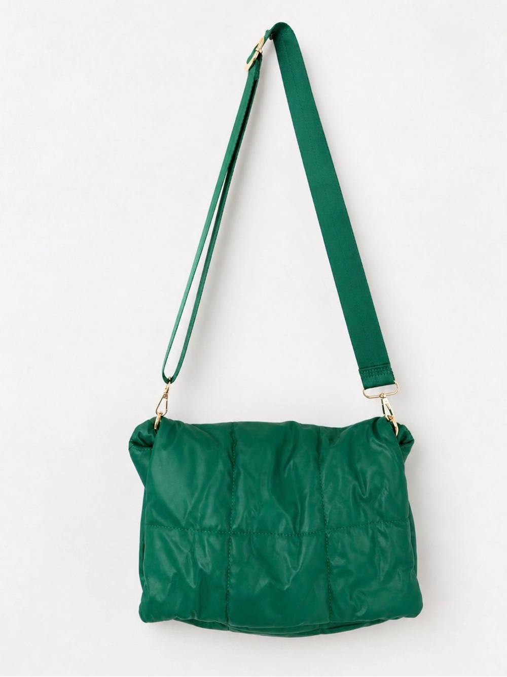 Anthropologie Edison Foldover Puffy Clutch Kelly Green 2 straps medium like new